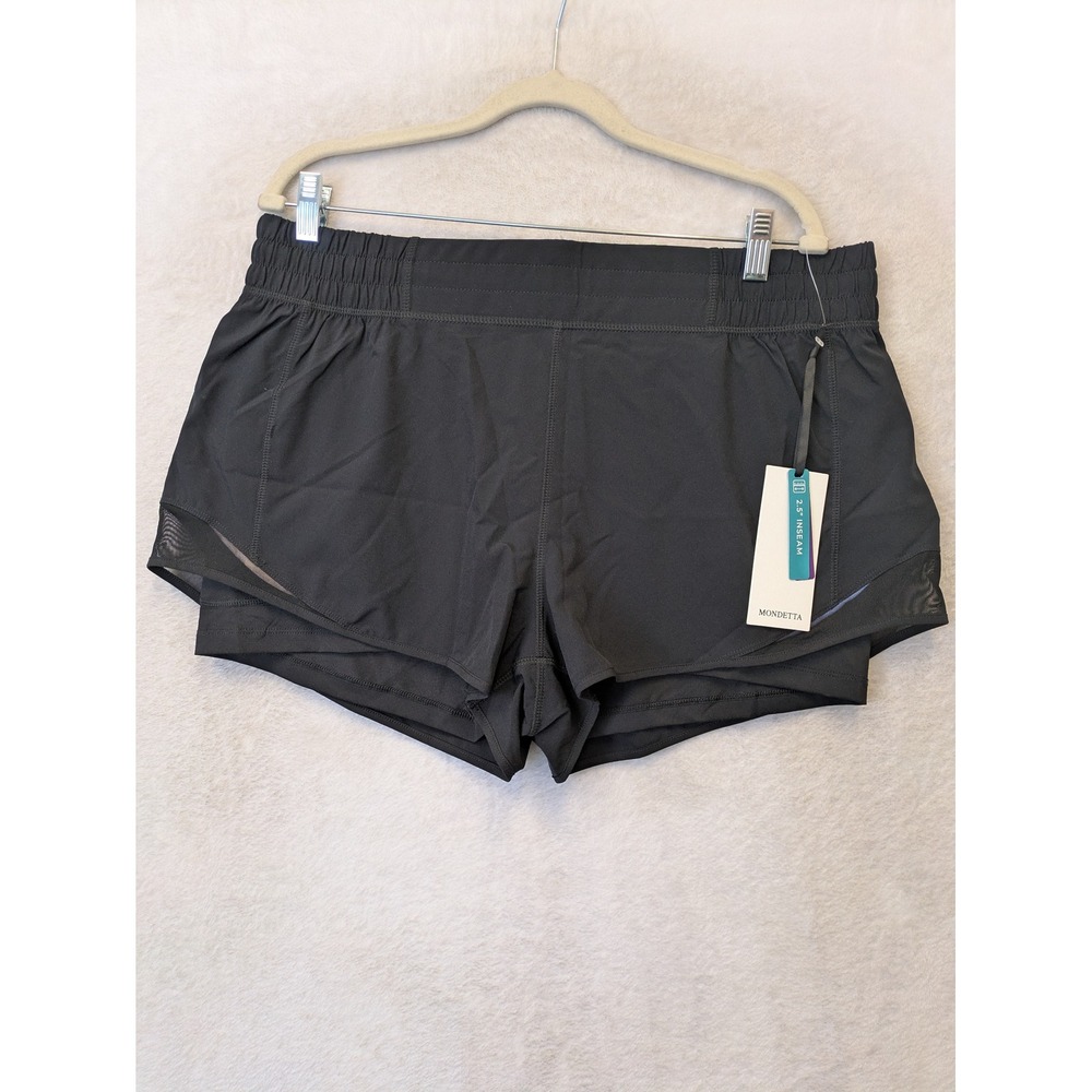 NEW Mondetta Keeper Shorts Women's XL Black‎ 2.5" Inseam Reflective Tape